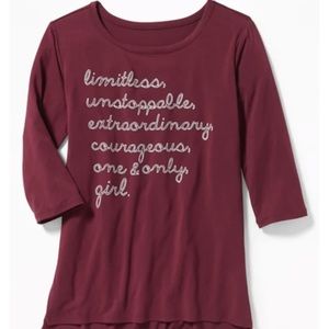 Old Navy Maroon girls 3/4 sleeve t-shirt